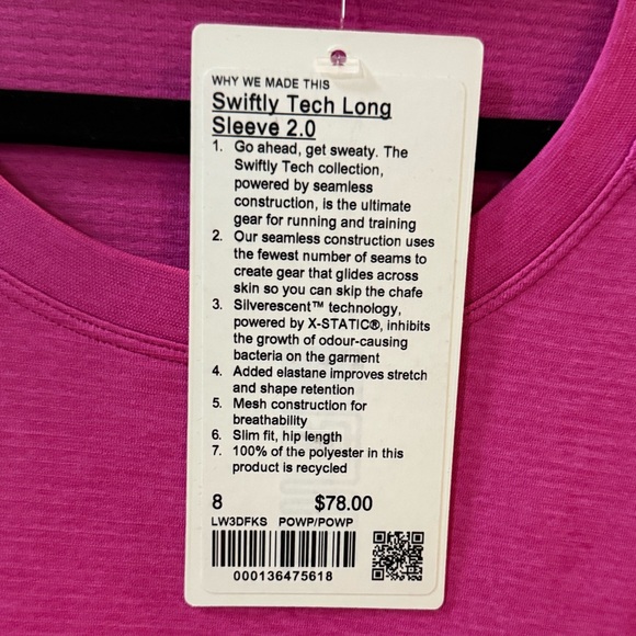 Lululemon Swifty Tech Long Sleeve Hot Pink Size 8 - Picture 7 of 11